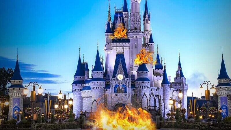 Cinderella Castle burned down